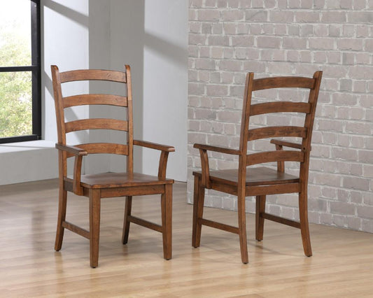Sunset Trading - Simply Brook Ladder Back Dining Arm Chair Amish Brown (Set of 2) - DLU-BR-C80A-AM-2 veiw 2