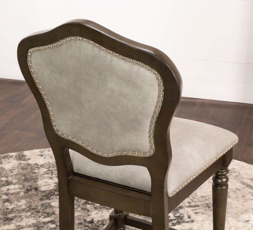 Sunset Trading - Vegas 5 Piece 42in Round Counter Height Dining, Chess and Poker Table Set - Reversible 3 in 1 Game Top - Distressed Gray Wood - Upholstered Stools with Nailheads - CR-87711-TCB-5P veiw 6