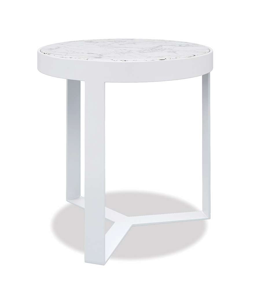 Sunset West - Bazaar - Contemporary 18in Round End Table, Frost Finish with Carrara Marble Top - SW4705-ET_CLOSEOUT veiw 1
