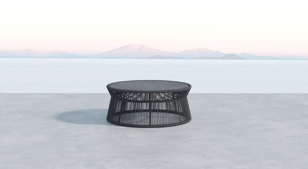 Sunset West - Milano Coffee Table w/ 40in Round Honed Absolute Granite Insert Top - SW4101-CT veiw 2