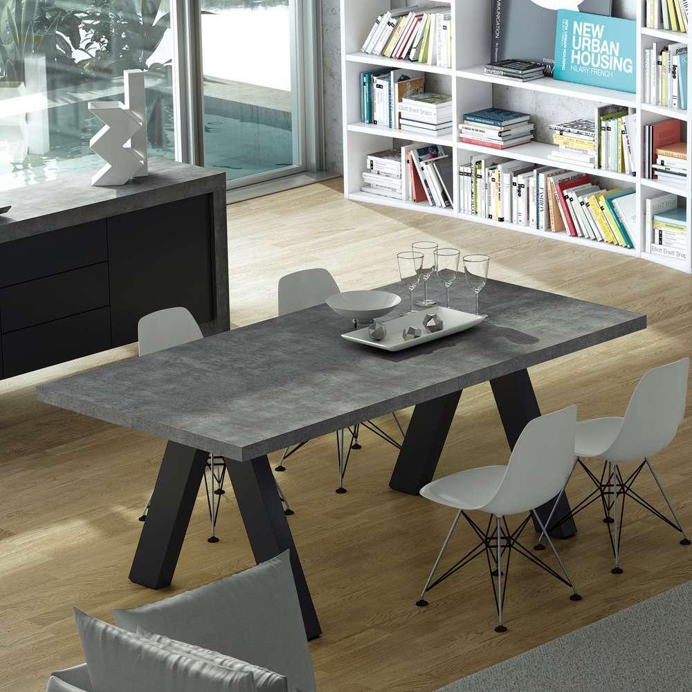TEMAHOME - Apex Extending Dining Table in Concrete Look / Pure Black - 9500613173 veiw 5