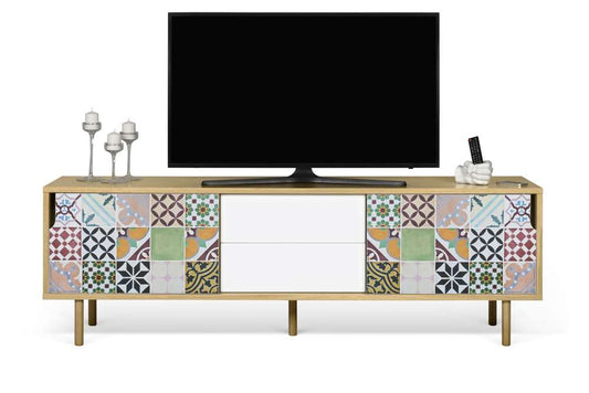 TEMAHOME - Dann 201 Tiles Patchwork Sideboard in Oak / Pure White & Vinyl / Oak - 9500404801 veiw 2