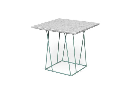 TEMAHOME - Helix 20x20 Marble-Top Side Table in White Marble / Sea Green Lacquered Steel - 9500627354 veiw 2