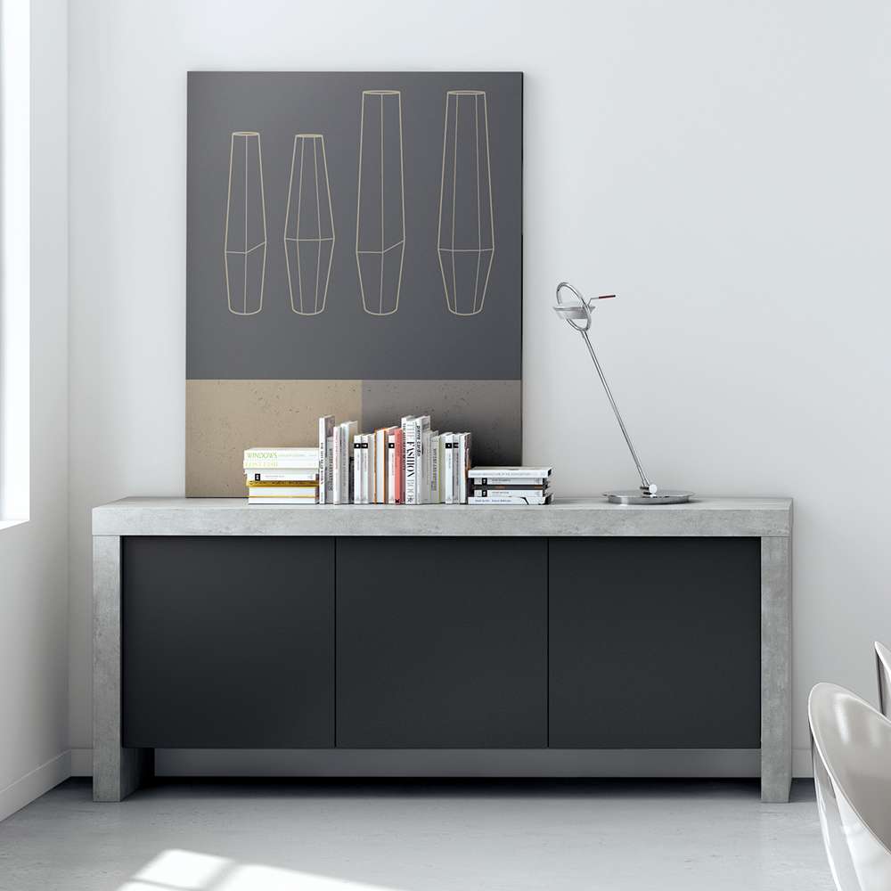 TEMAHOME - Kobe 3 Door Sideboard in Concrete Look / Pure Black - 9500405037 veiw 4