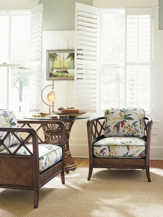 Tommy Bahama Home - Bali Hai Aruba Dining Table With 36 Inch Glass Top, Caribbean Sunset - 593-870-36C veiw 2