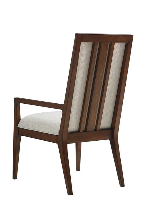 Tommy Bahama Home - Island Fusion Natori Slat Back Arm Chair in Off White Fabric - 556-881-02 veiw 2