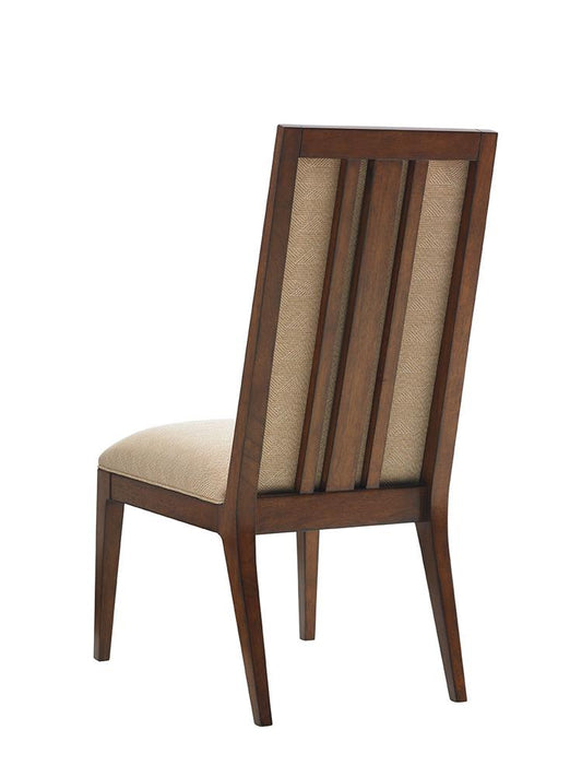 Tommy Bahama Home - Island Fusion Natori Slat Back Side Chair in Gold Geometric Fabric - 556-880-01 veiw 2