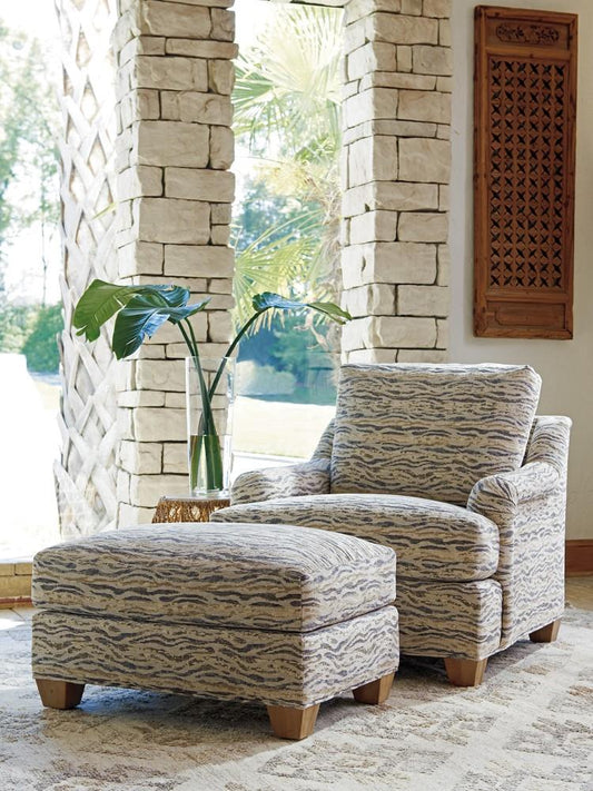 Tommy Bahama Home - Los Altos Barton Ottoman in Beige and Gold-Gray - 1842-44-40 veiw 2