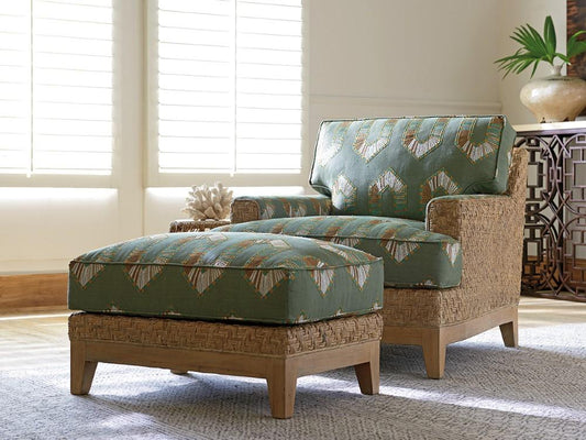 Tommy Bahama Home - Los Altos Danville Ottoman in Green and Brown - 1930-44-40 veiw 2