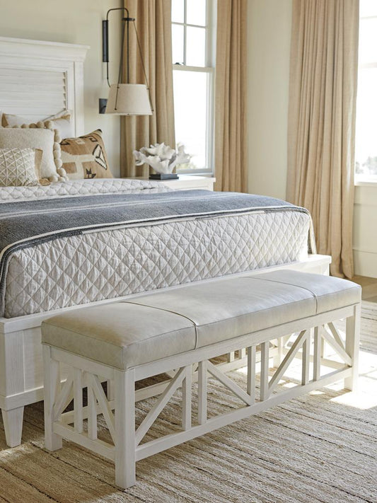 Tommy Bahama Home - Ocean Breeze Birkdale Leather Bench, Caribbean Sands - LL1944-25-40 veiw 2