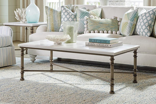 Tommy Bahama Home - Ocean Breeze Flagler Rectangular Marble Top Cocktail Table, Caribbean Sands - 570-943 veiw 2