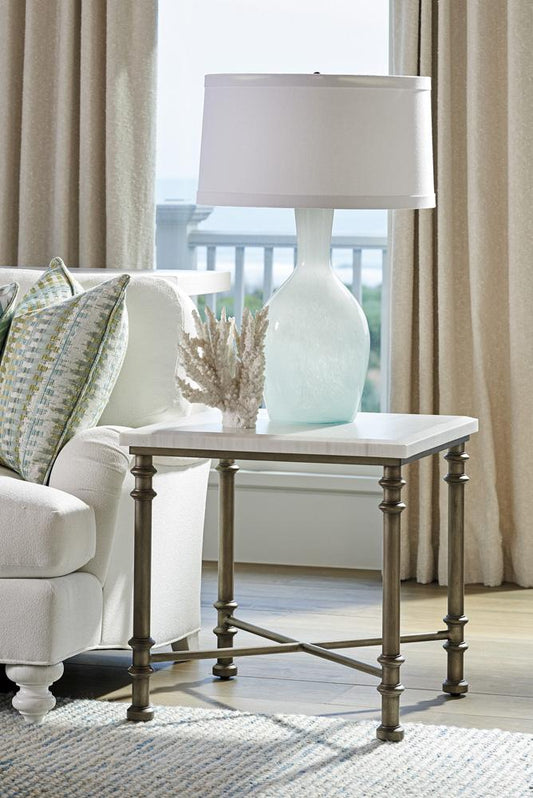 Tommy Bahama Home - Ocean Breeze Flagler Square Marble Top End Table, Caribbean Sands - 570-953 veiw 2