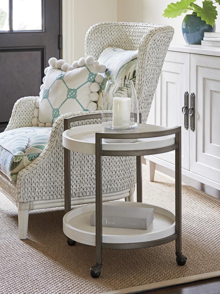 Tommy Bahama Home - Ocean Breeze Osprey Cart End Table, Caribbean Sands - 570-960 veiw 3