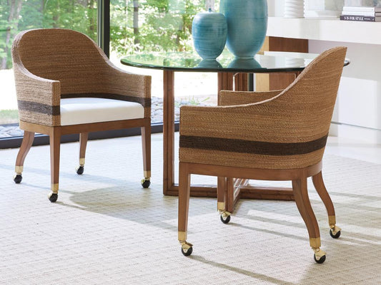 Tommy Bahama Home - Palm Desert Dorian Woven Arm Chair With Casters, Sonoran - 575-887-01 veiw 2