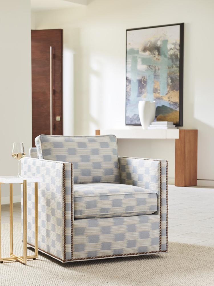 Tommy Bahama Home - Palm Desert Hinsdale Swivel Chair, Blue/Ivory - 7607-11SW-42 veiw 3
