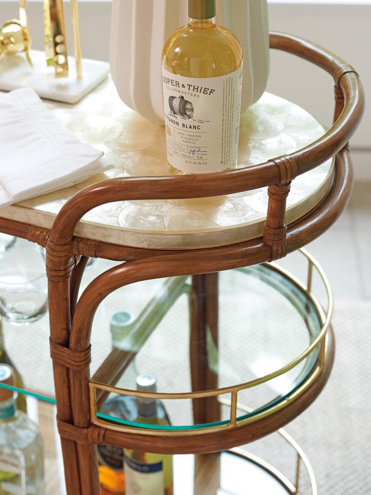 Tommy Bahama Home - Palm Desert Toscana Rattan Mobile Bar Cart, Sonoran - 575-862 veiw 3