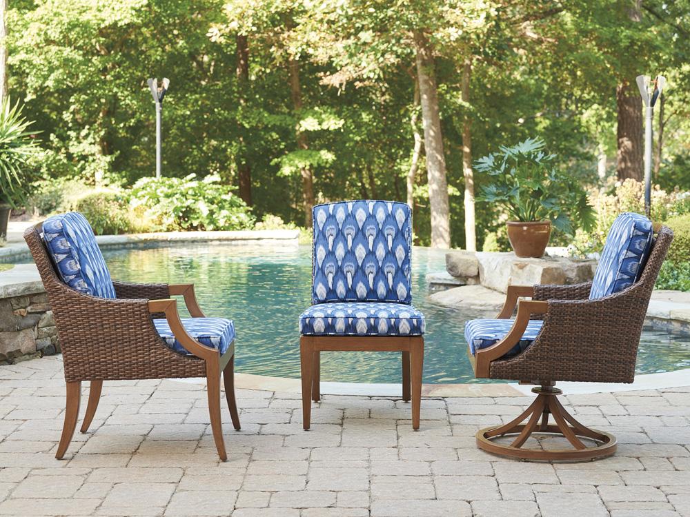 Tommy Bahama Outdoor - Harbor Isle Swivel Rocker Arm Dining Chair, Walnut - 3935-13SR-40 veiw 3