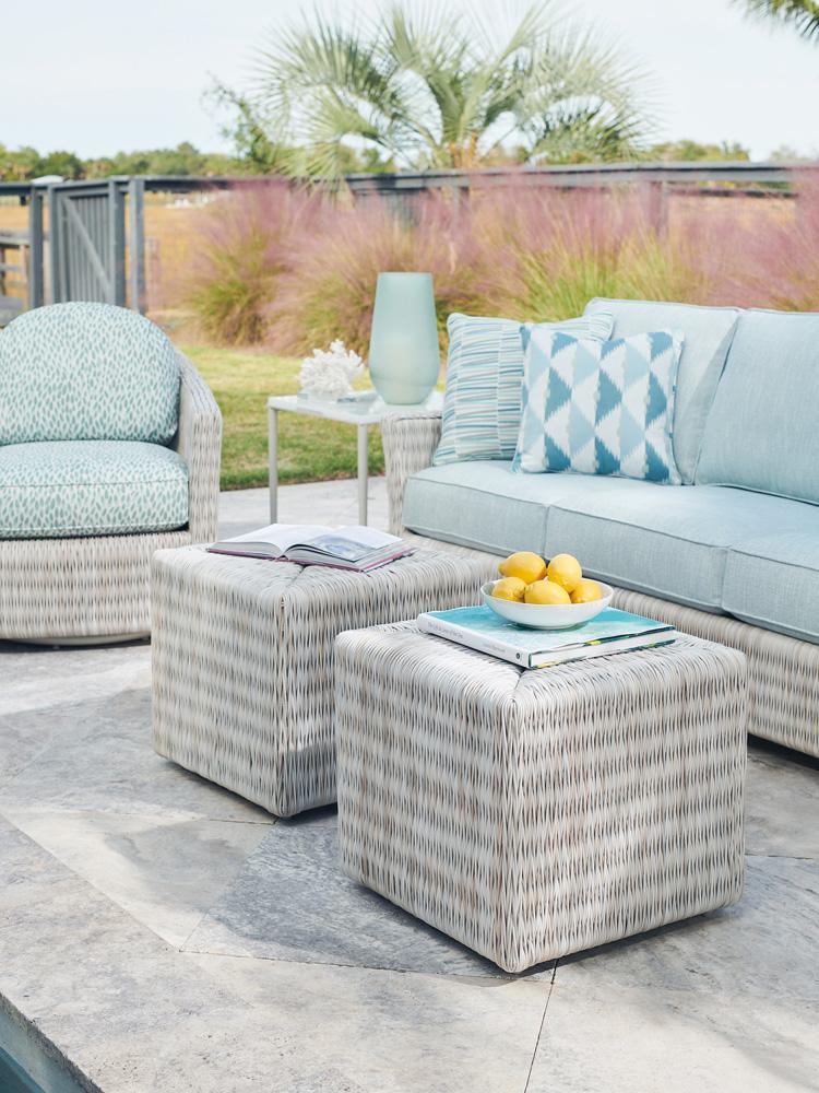 Tommy Bahama Outdoor - Seabrook Cube Ottoman, Ivory - 3430-944 veiw 2