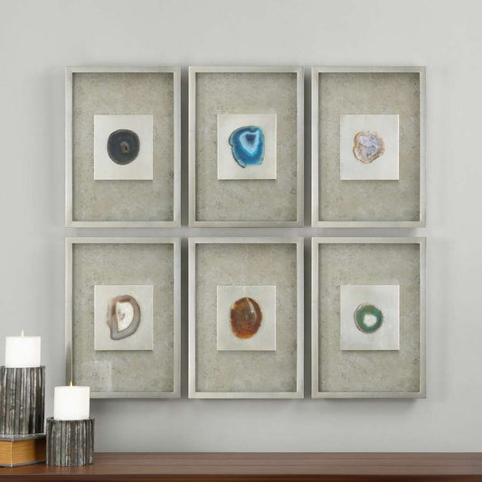 Uttermost - Agate Stone Silver Wall Art Set of 6 - 14555 veiw 2