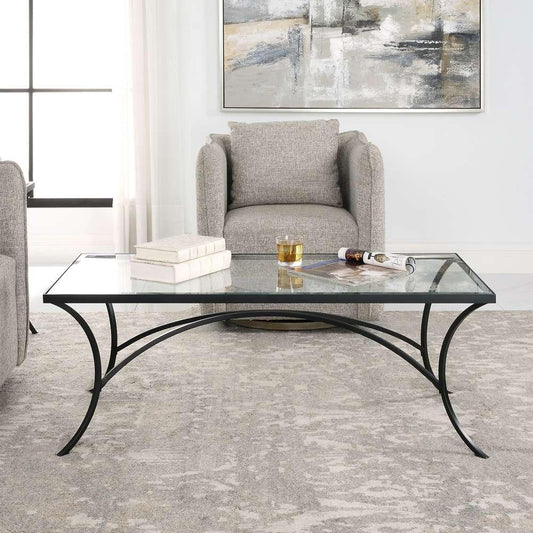 Uttermost - Alayna Black Metal & Glass Coffee Table - 22909 veiw 2