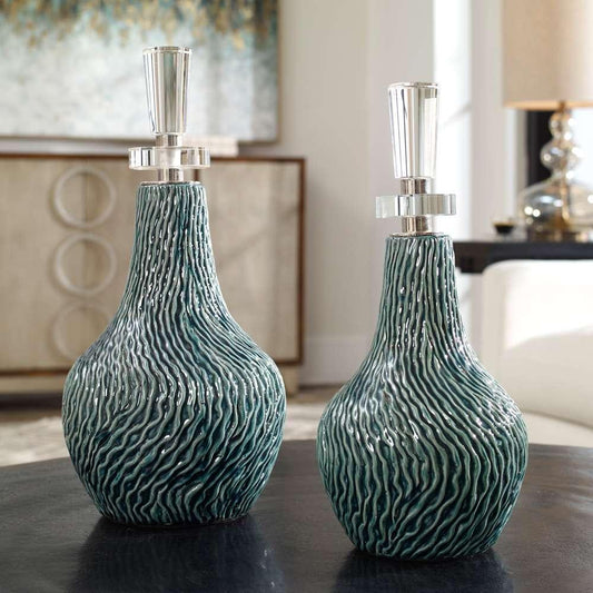 Uttermost - Almera Dark Teal Bottles (Set of 2) - 17842 veiw 2
