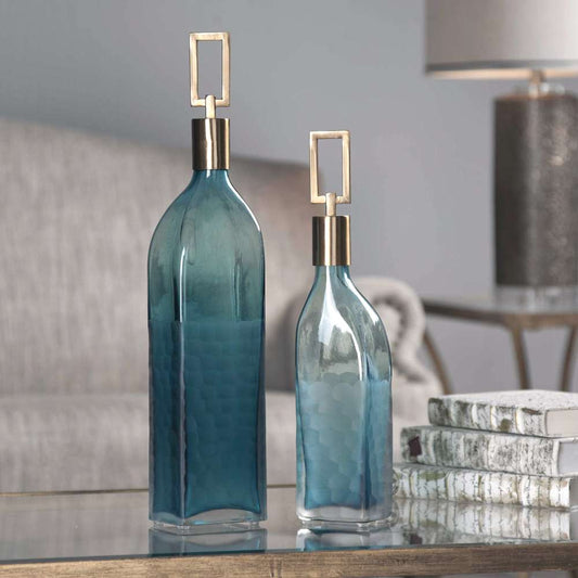 Uttermost - Annabella Teal Glass Bottles (Set of 2) - 20076 veiw 2