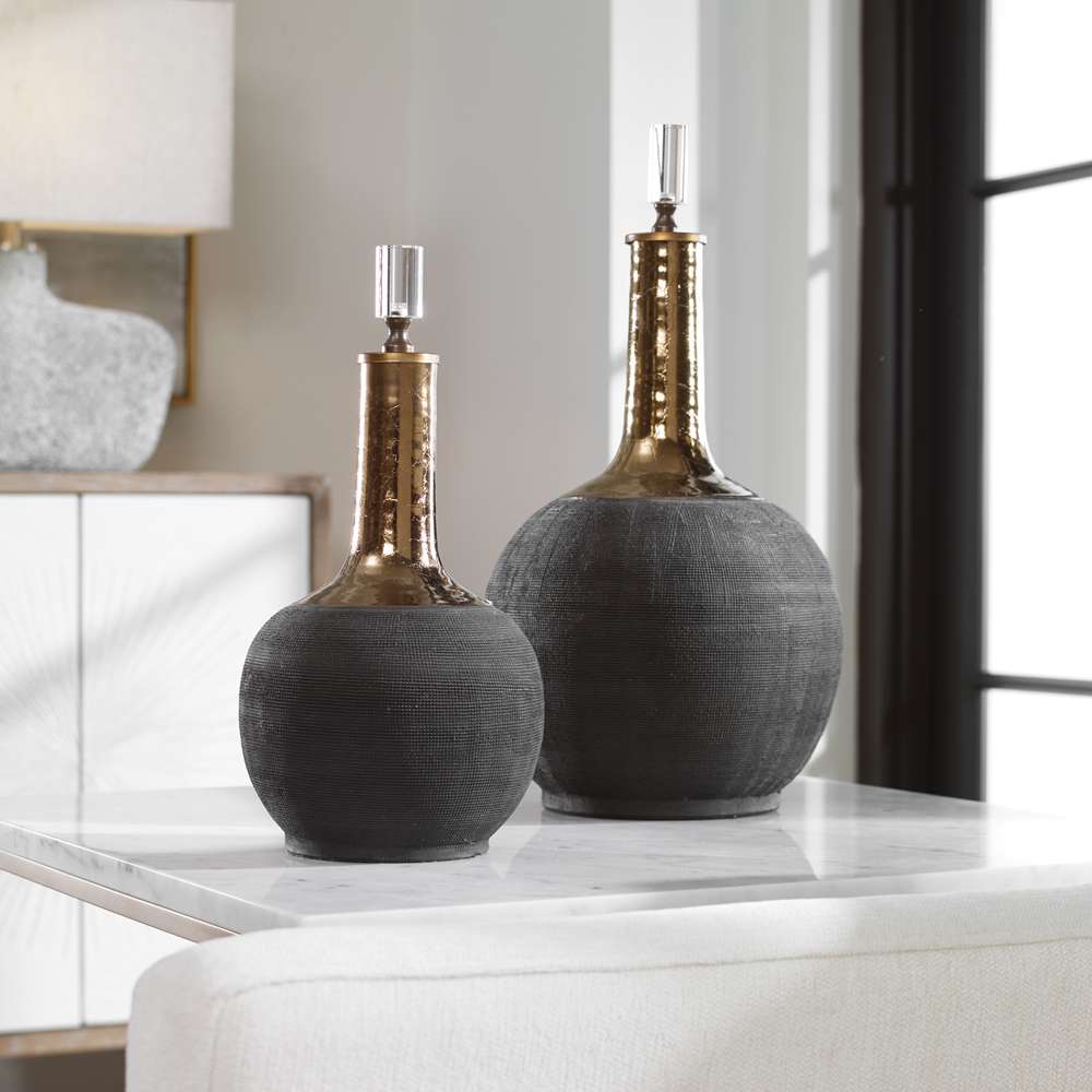 Uttermost - Arnav Matte Black Bottles (Set of 2) - 18923 veiw 4