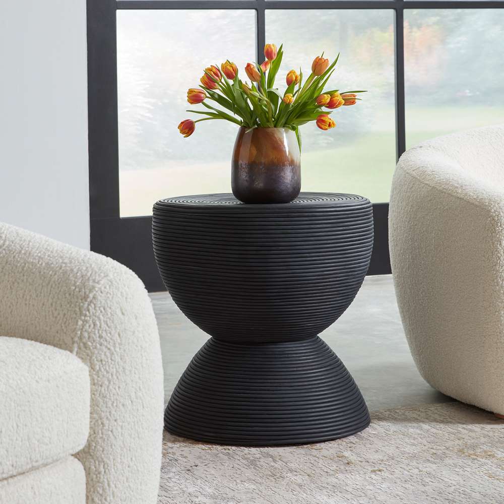 Uttermost - Bongo Black Rattan Side Table - 22899 veiw 4