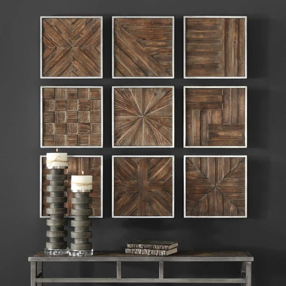 Uttermost - Bryndle Rustic Wooden Squares Set of 9 - 04115 veiw 4