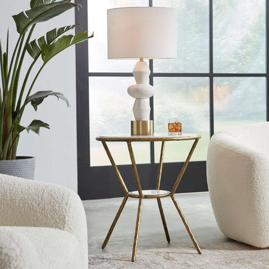 Uttermost - Refuge Round White Side Table - 22879 veiw 2