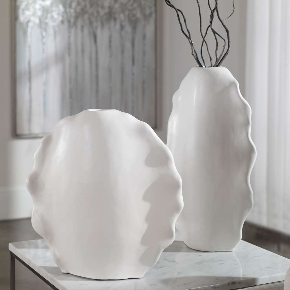 Uttermost - Ruffled Feathers Modern White Vases (Set of 2) - 17963 veiw 3