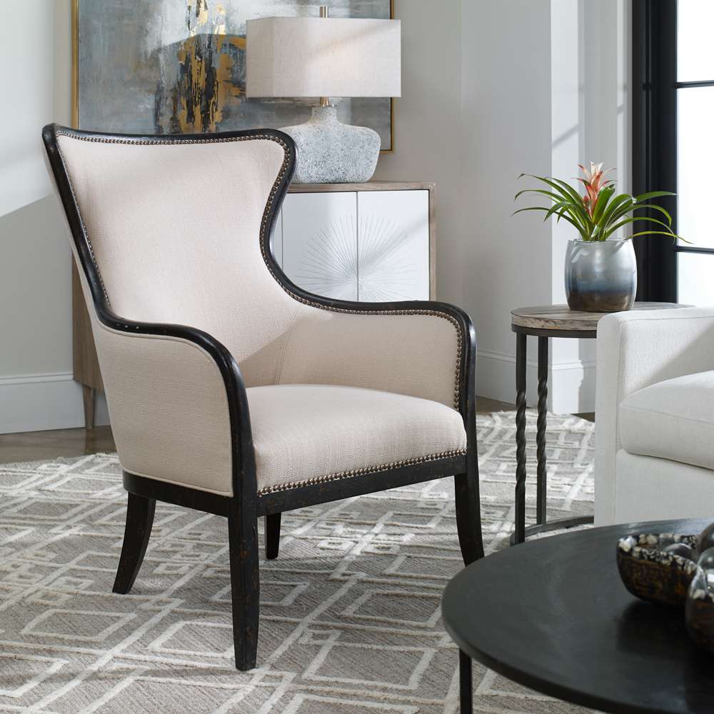 Uttermost - Sandy Wing Back Armchair - 23073 veiw 4