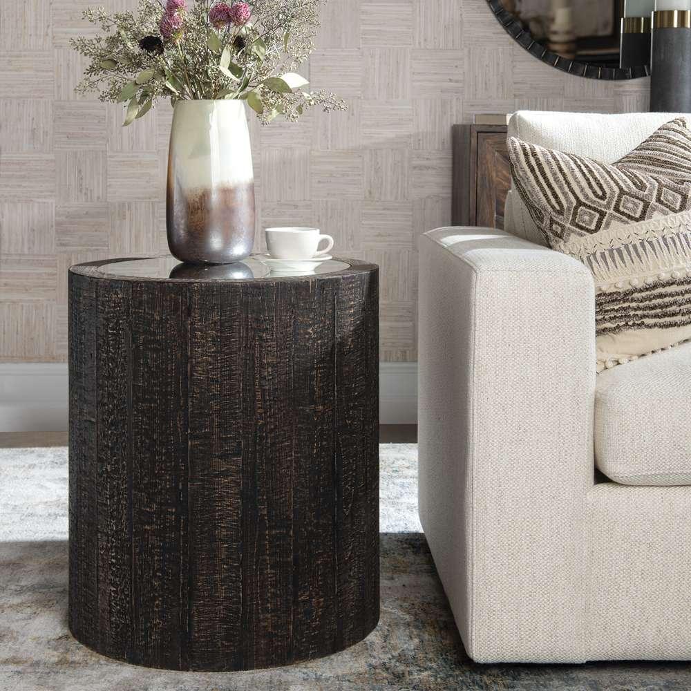Uttermost - Sequoia Mirrored Drum Table - 25289 veiw 3