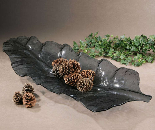 Uttermost - Smoked Leaf Glass Tray - 19862 veiw 2