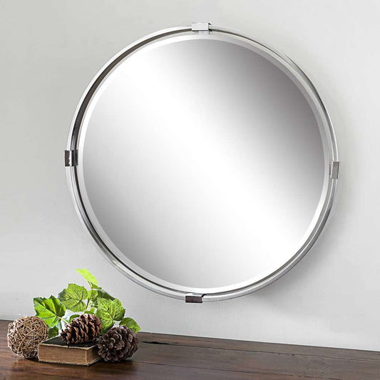 Uttermost - Tazlina Brushed Nickel Round Mirror - 09109 veiw 2