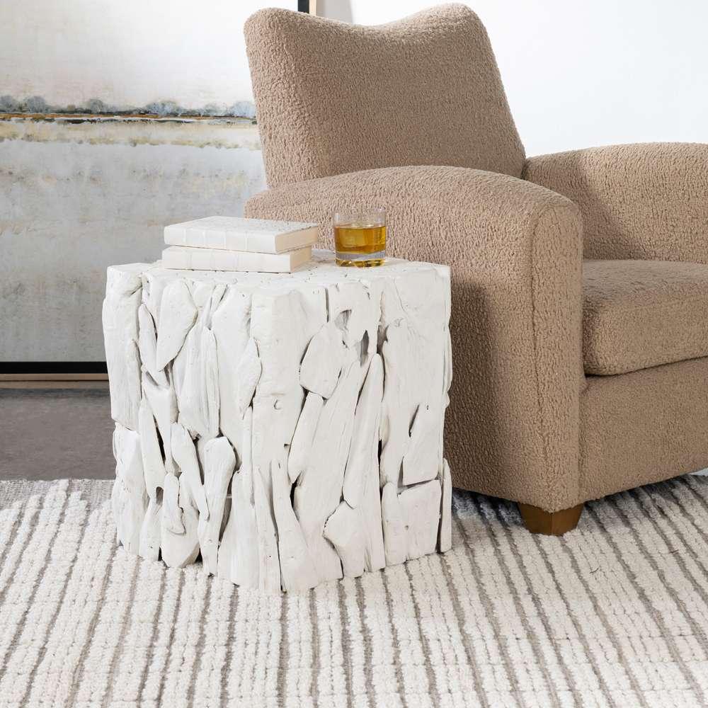 Uttermost - Teak Root White Bunching Cube - 25241 veiw 4