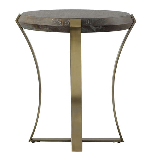 Uttermost - Unite Brass Leg Wood Side Table - 22940 veiw 2