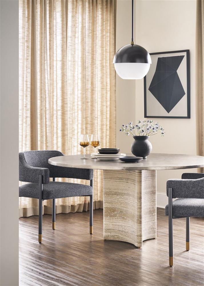Vanguard Furniture - Flynn Round Dining Table - Charcoal and Travertine - P821T3 veiw 5