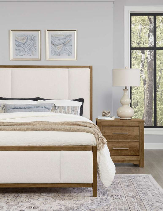 Vaughan Bassett - Crafted Cherry - Artisan and Post King Upholstered Bed in White Fab - 151-661-166-933-MS2 veiw 2