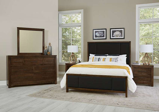 Vaughan Bassett - Crafted Cherry - Artisan and Post Queen Upholstered Bed in Black Fab - 150-552-255-922 veiw 2