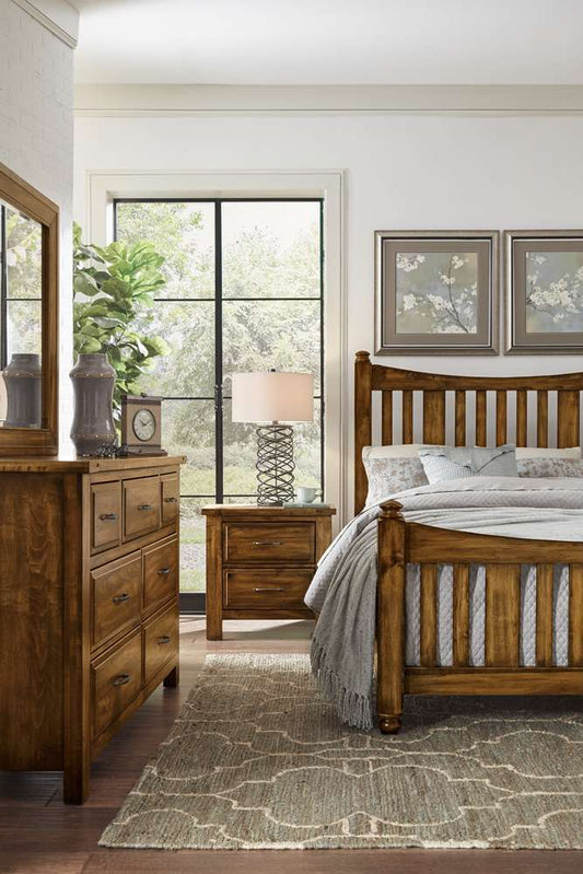 Vaughan Bassett - Maple Road King Slat Poster Bed With Slat Poster Footboard in Antique Amish - 118-668-866-733-MS2 veiw 2