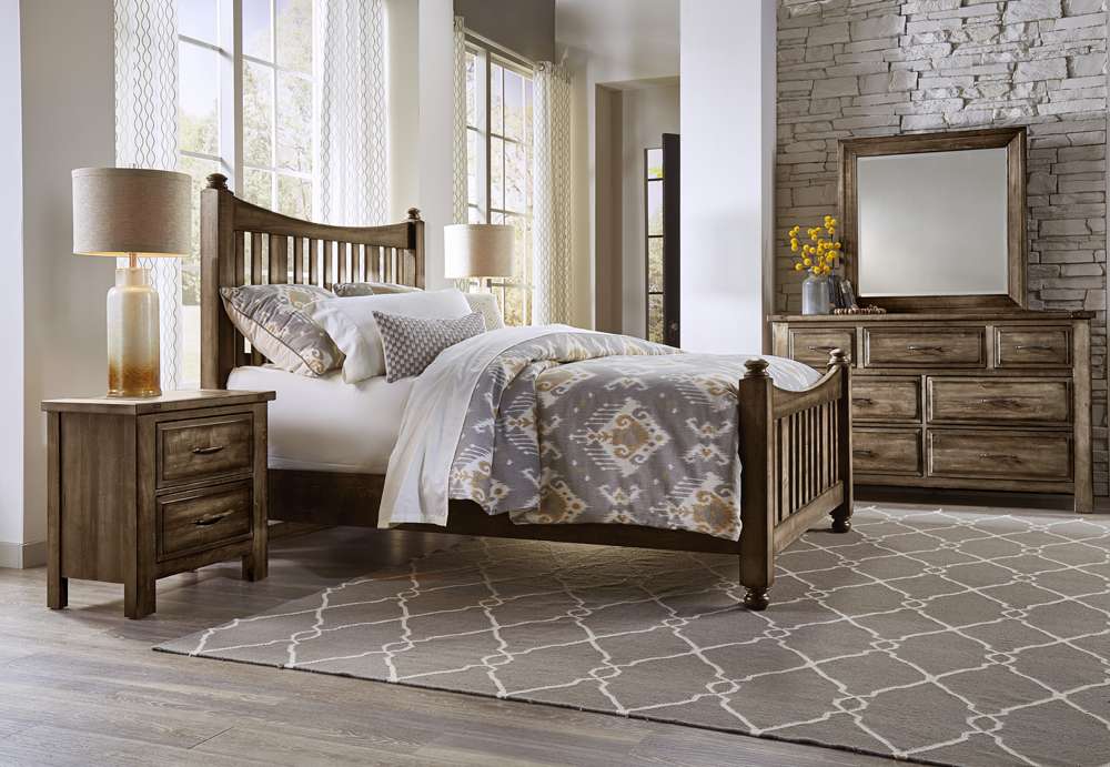 Vaughan Bassett - Maple Road King Slat Poster Bed With Slat Poster Footboard in Maple Syrup - 117-668-866-733-MS2 veiw 5