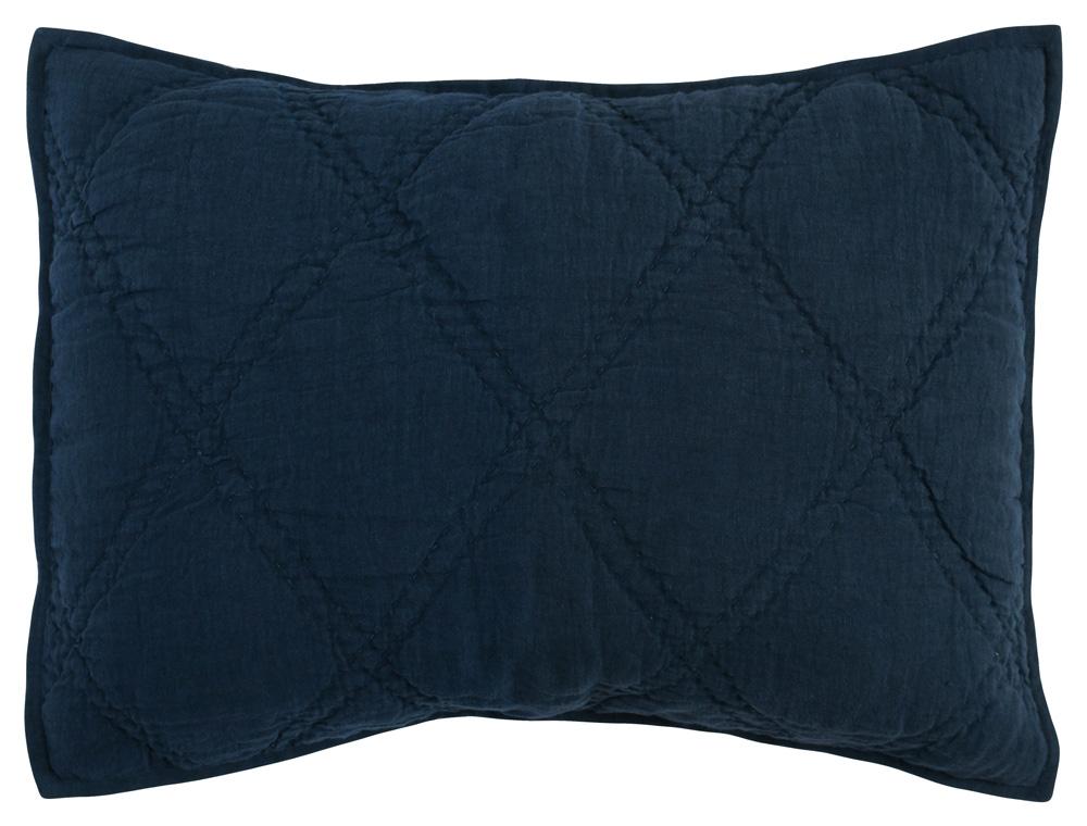 Villa by Classic Home - Casi 100% Belgian Flax Linen Midnight Blue Standard Sham - 26W - Midnight Blue - V240107 veiw 1
