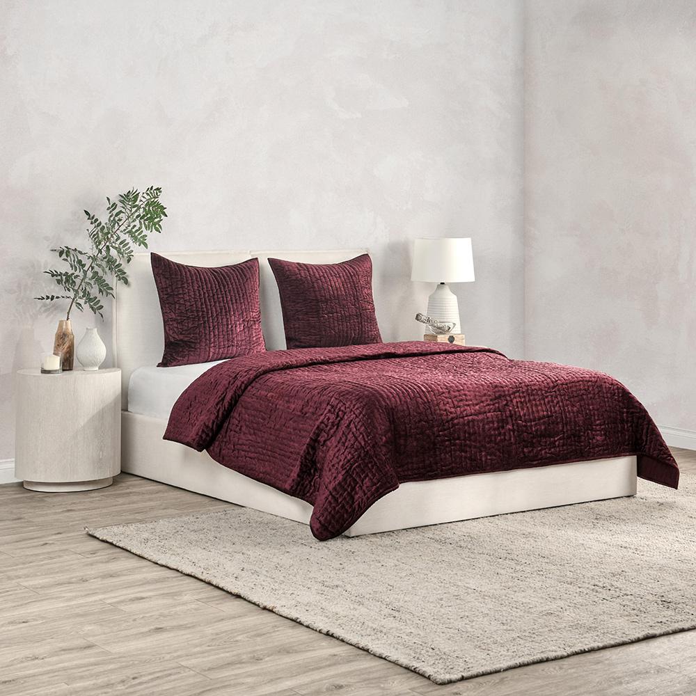 Villa by Classic Home - Dimitry Velvet Fabric Port Euro Sham - Red - V180045 veiw 5