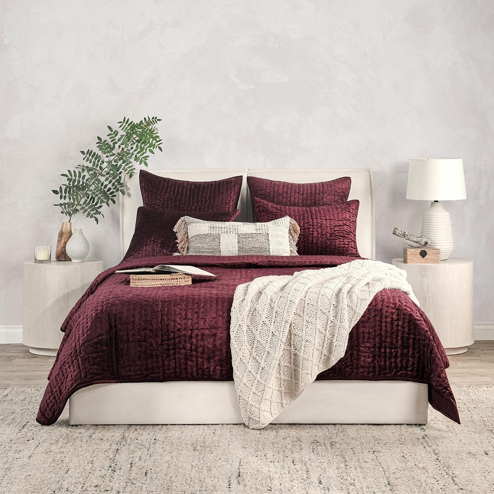 Villa by Classic Home - Dimitry Velvet Fabric Port King Quilt - Red - V180043 veiw 6