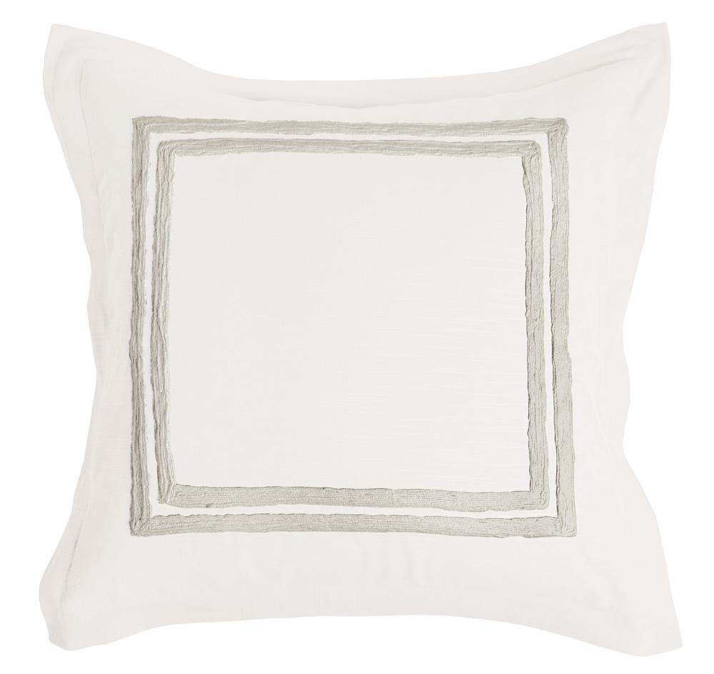 Villa by Classic Home - Kent 100% Cotton Embroidered Euro Sham , Ivory - 26W - Ivory - V033380 veiw 1