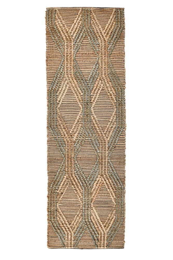 Villa by Classic Home - Manitou Jute Cotton Accent Rug - 2.6W - Natural/Mineral Blue - 30090603 veiw 1