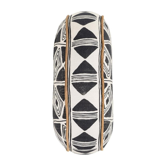 Villa by Classic Home - Nubia 18in Round Cotton Fabric Throw Pillow - Black/White - V300075 veiw 2
