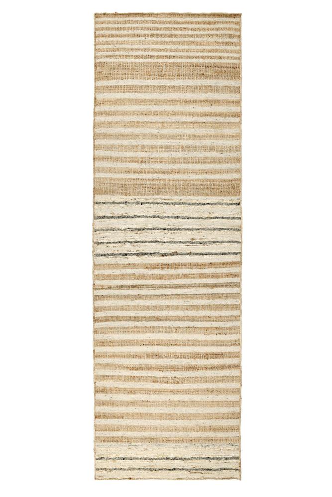 Villa by Classic Home - Pego 2.6X8 Jute Blend Handwoven Sustainable Natural Stripe Accent Rug - 2.6W - Natural, Multi - 30091223 veiw 1