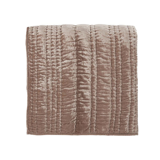 Villa by Classic Home - Seville Velvet Fabric Desert Taupe Queen Quilt - Taupe - V250192 veiw 2